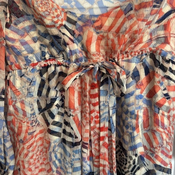 Diane Von Furstenberg Silk Dress Red Cream Blue - Picture 3 of 7